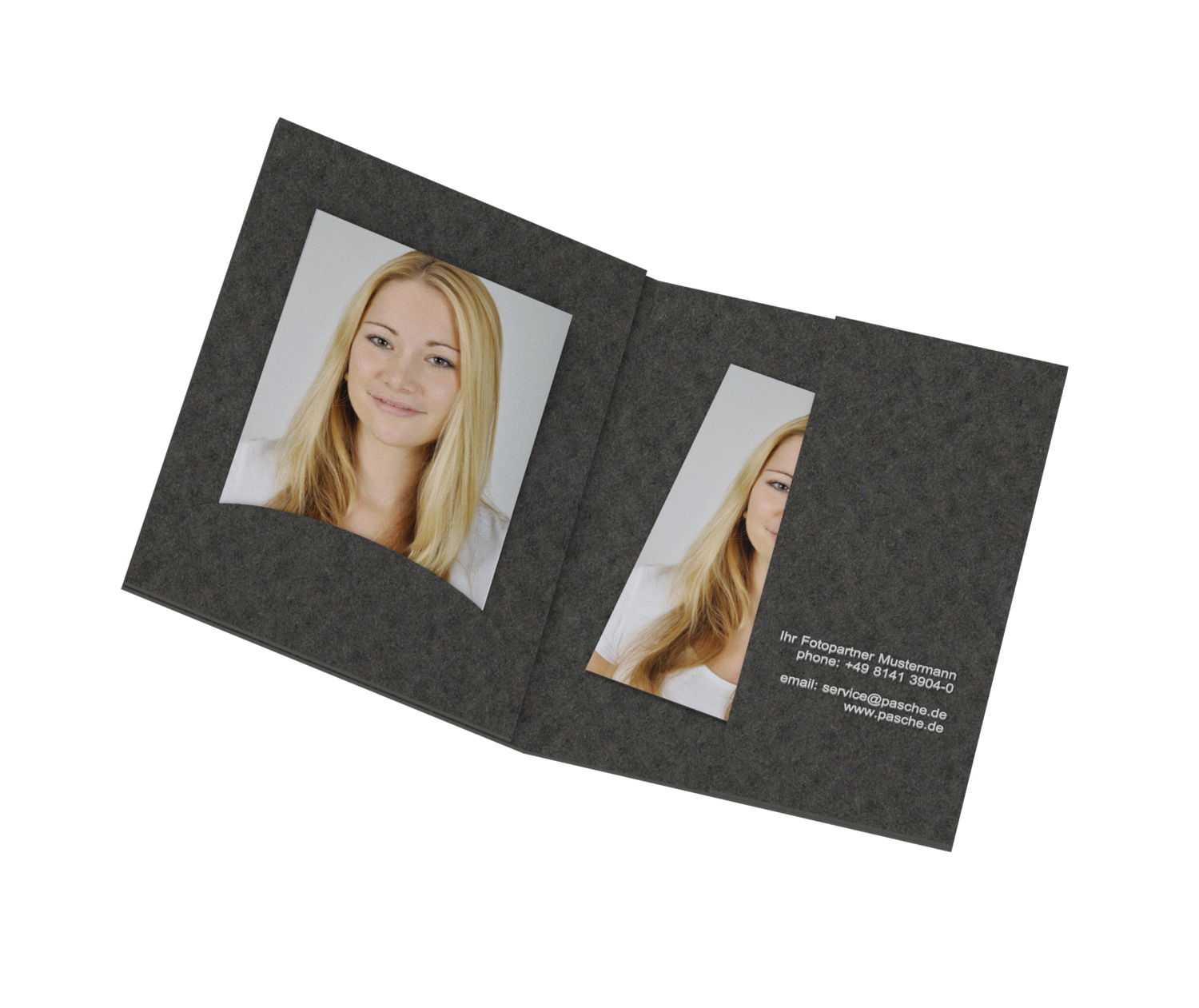3GTH-XS-GR-EX Portraitmappe für Bilder bis 6x9cm Folienprägung